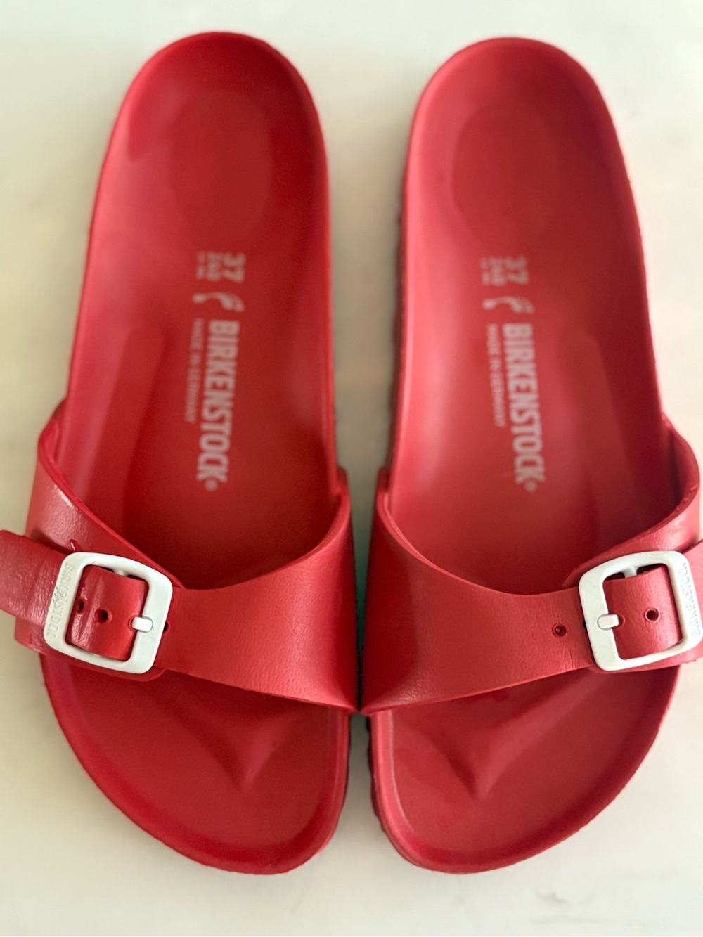 Birkenstock Red Madrid-Style EVA Slide Sandals with Buckle